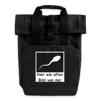 Spermie hier altes Bild von mir lustig witzig - Rolltop Rucksack mit zwei Griffen - Schwarz - Vorne