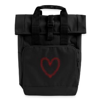 heart - Roll Top Backpack with Two Handles - black - Front