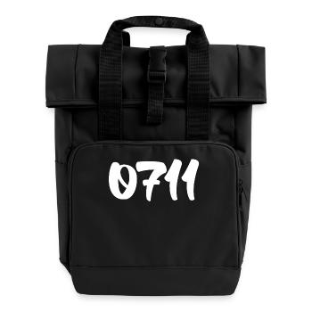 0711 Stuttgart Shirt Geschenk Geschenkidee - Rolltop Rucksack mit zwei Griffen - Schwarz - Vorne