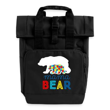 Autismus Autist ADHS Mutter Mama Asperger Geschenk - Rolltop Rucksack mit zwei Griffen - Schwarz - Vorne