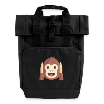 süßes Affen Emoticon - Rolltop Rucksack mit zwei Griffen - Schwarz - Vorne