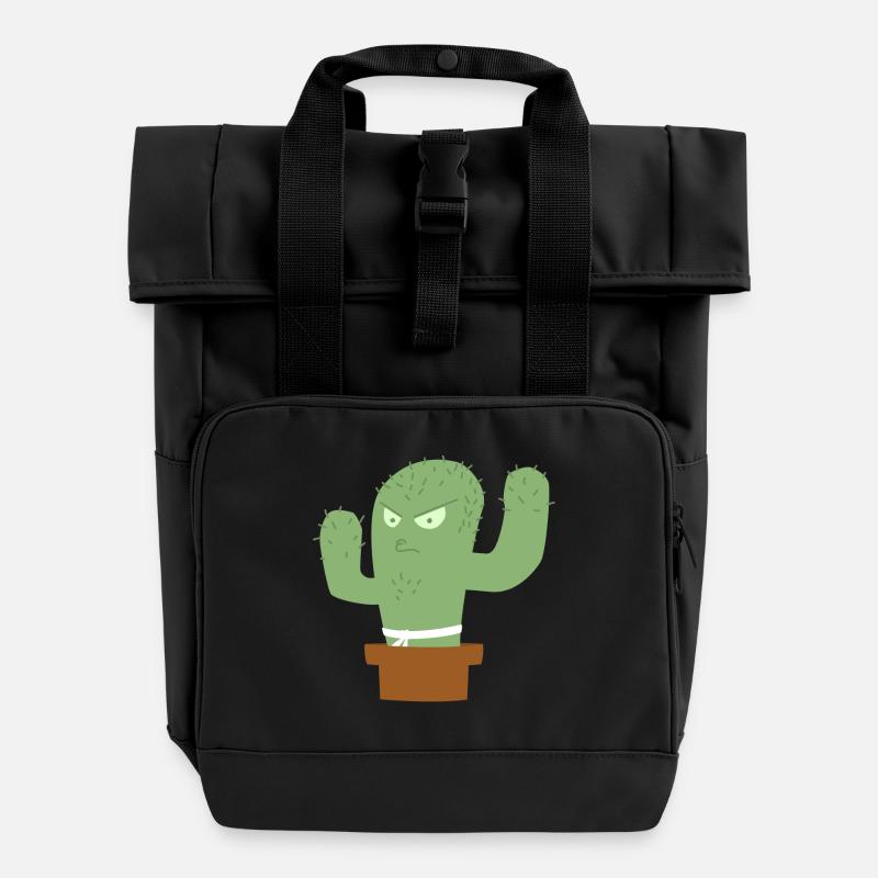 Combattant de cactus en colère - Sac à dos Roll Top à deux anses - noir