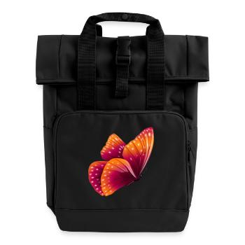 Butterfly Geschenk Shirt Orange Exotisches Tier - Rolltop Rucksack mit zwei Griffen - Schwarz - Vorne