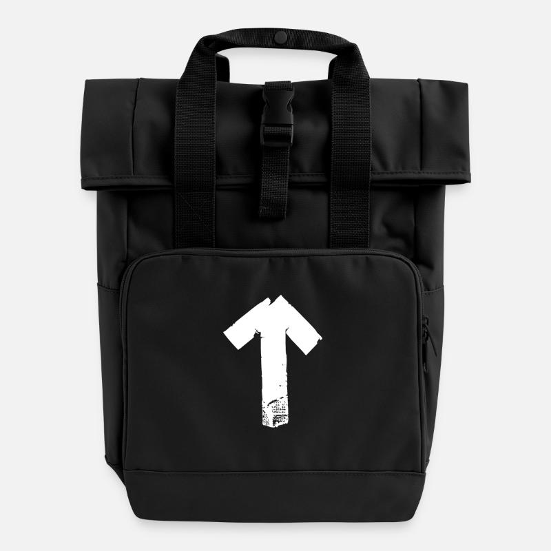 Pfeil hoch - weiß - Rolltop Rucksack mit zwei Griffen - Schwarz