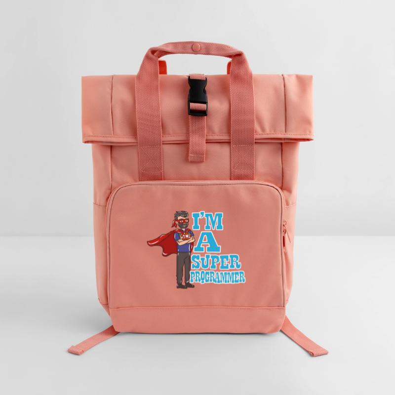 Programmer computer science gift Roll Top Backpack with Two Handles