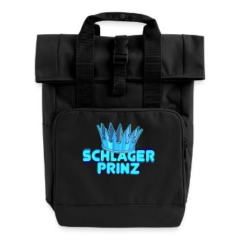 Schlager prince folk music fan crown statement - Roll Top Backpack with Two Handles - black - Front