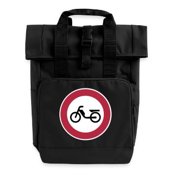 Mofa Moped Verbot Verbotsschild Verkehrsschild 3c - Rolltop Rucksack mit zwei Griffen - Schwarz - Vorne