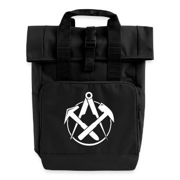 Roofing Logo - White - Roll Top Backpack with Two Handles - black - Front