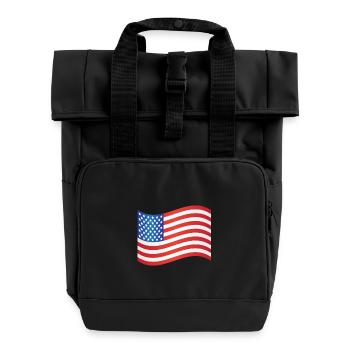  American Flag  - Roll Top Backpack with Two Handles - black - Front