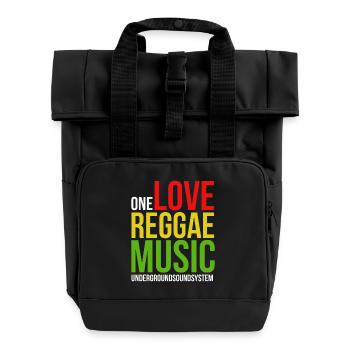 One Love Reggae Music Design - Roll Top Backpack with Two Handles - black - Front