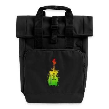 Rainbow Splatter Guitar - Roll Top Backpack with Two Handles - black - Front