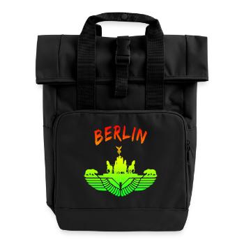 Berlin Design / Berliner Bär Brandenburger Tor - Sac à dos Roll Top à deux anses - noir - Devant