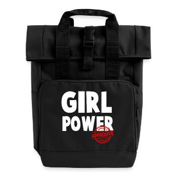 Girl Power Bold Script Design - Roll Top Backpack with Two Handles - black - Front