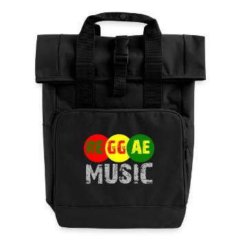 Reggae Music Color Wheel Logo - Roll Top Backpack with Two Handles - black - Front