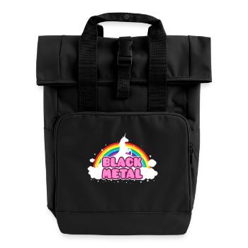 BLACK METAL - Funny / Unicorn - Rainbow - parodie - Rolltop Rucksack mit zwei Griffen - Schwarz - Vorne
