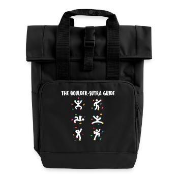 Boulder Funny Funny Humorous Climbing Rock Face - Roll Top Backpack with Two Handles - black - Front
