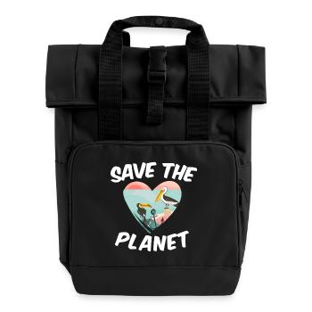Save The Planet - Rolltop Rucksack mit zwei Griffen - Schwarz - Vorne