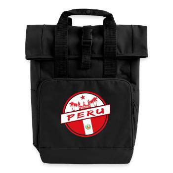 Peru Kreis in den Nationalfarben - Rolltop Rucksack mit zwei Griffen - Schwarz - Vorne