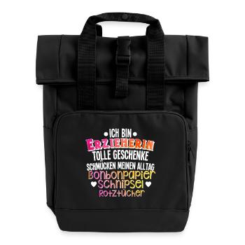 Erzieherin - Rolltop Rucksack mit zwei Griffen - Schwarz - Vorne