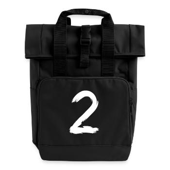 Zahl 2 Bürste - Rolltop Rucksack mit zwei Griffen - Schwarz - Vorne