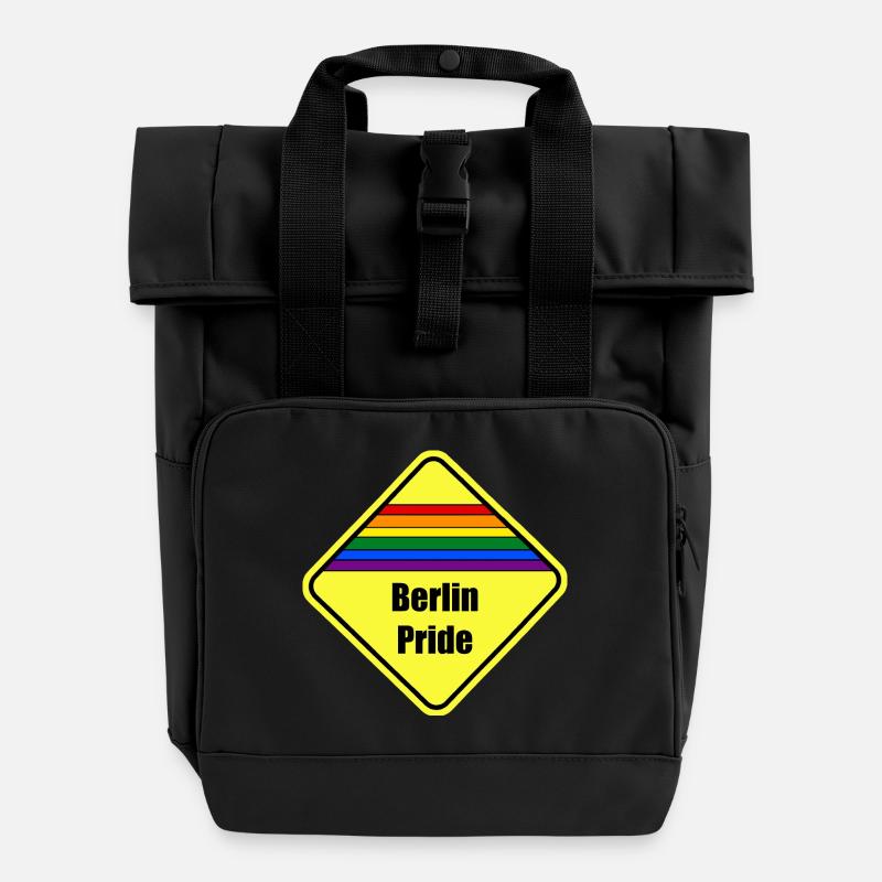 Berlin Pride CSD LGBTQ GAY Transgenre Queer - Sac à dos Roll Top à deux anses - noir