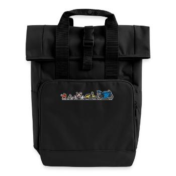 Biker Evolution Motorrad Entwicklung Fortschritt - Rolltop Rucksack mit zwei Griffen - Schwarz - Vorne