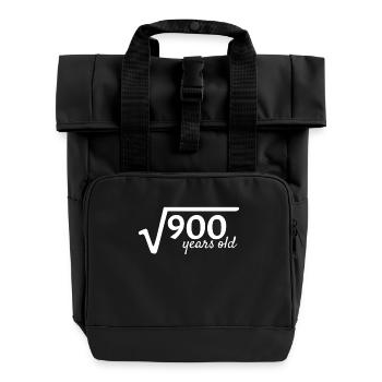 30 year old root math - Roll Top Backpack with Two Handles - black - Front