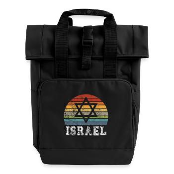 Israel Vintage Design - Roll Top Backpack with Two Handles - black - Front