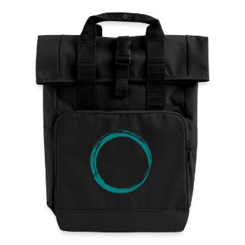 Circle Icon Design Brush Customizable - Roll Top Backpack with Two Handles - black - Front