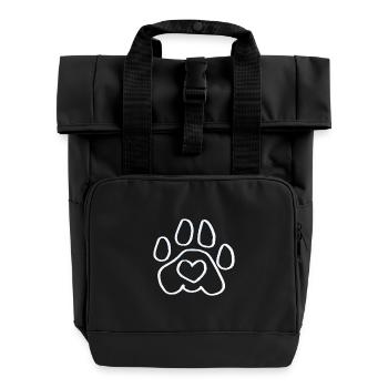 Dog paw animal paw paw print footprint - Roll Top Backpack with Two Handles - black - Front
