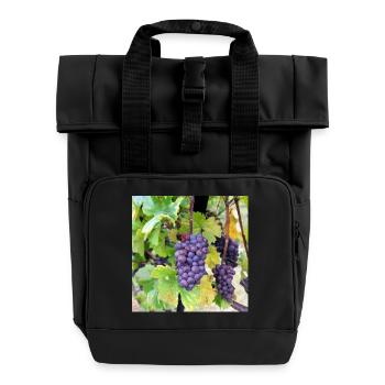 Wein Weintrauben Weinrebe Weinlese Weinfest Poster - Rolltop Rucksack mit zwei Griffen - Schwarz - Vorne