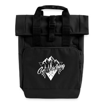 Geocaching - Rolltop Rucksack mit zwei Griffen - Schwarz - Vorne