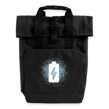 Batterie-Symbol mit Punktehintergrund - Rolltop Rucksack mit zwei Griffen - Schwarz - Vorne