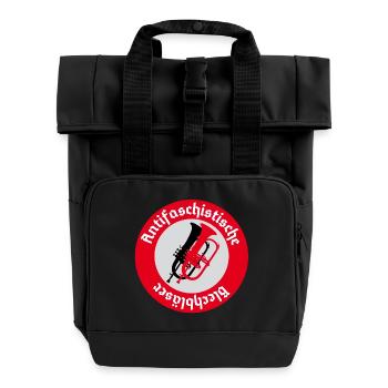 Antifaschistische Flügelhornbläser pfade - Rolltop Rucksack mit zwei Griffen - Schwarz - Vorne