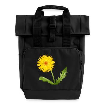 pissenlits jaune vif avec des feuilles vertes - Sac à dos Roll Top à deux anses - noir - Devant
