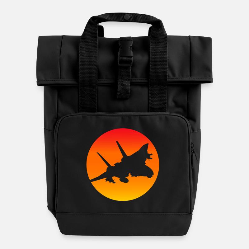 F-14 Tomcat Düsenjäger - Rolltop Rucksack mit zwei Griffen - Schwarz