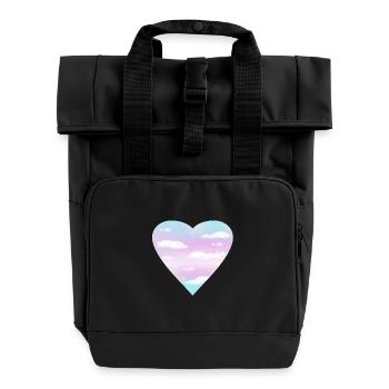 Trans Heart - Roll Top Backpack with Two Handles - black - Front