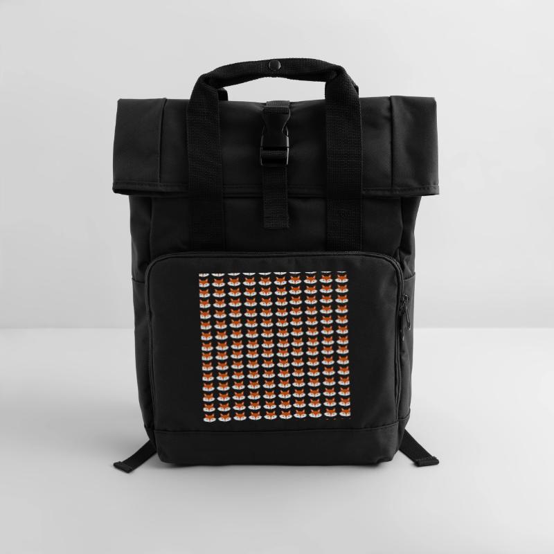 Fox head pattern, children's pattern Roll Top Backpack with Two Handles