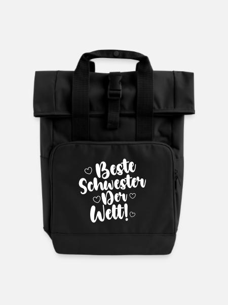 Beste Schwester Der Welt! - Rolltop Rucksack mit zwei Griffen - Schwarz