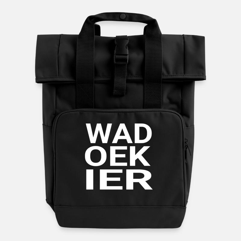 WADOEKIER - Sac à dos Roll Top à deux anses - noir