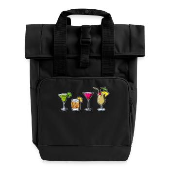 Cocktails Longdrinks Saufen Betrinken Party Machen - Rolltop Rucksack mit zwei Griffen - Schwarz - Vorne