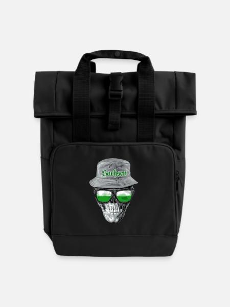 Sachsen Skull - Rolltop Rucksack mit zwei Griffen - Schwarz