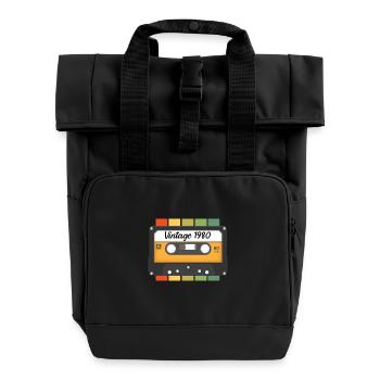 1980 - Sac à dos Roll Top à deux anses - noir - Devant