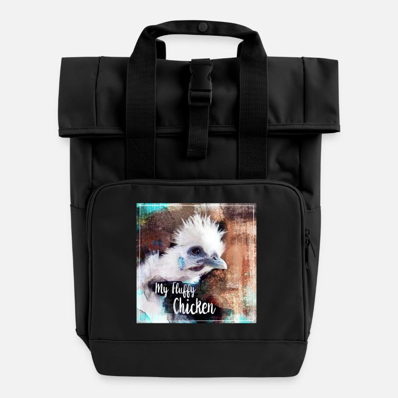 fluffy chicken Poster - Rolltop Rucksack mit zwei Griffen - Schwarz
