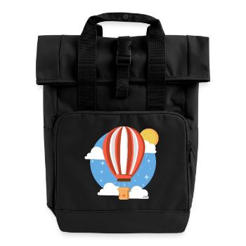 Bunter Himmelsballon - Rolltop Rucksack mit zwei Griffen - Schwarz - Vorne