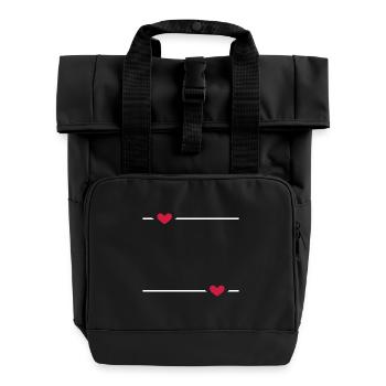Line Heart Stroke Ornament - Roll Top Backpack with Two Handles - black - Front