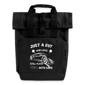 loves still plays with cars 2 - Roll Top Backpack with Two Handles - black - Front