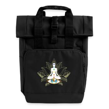 Chakren und Auge: Goldene Meditation - Rolltop Rucksack mit zwei Griffen - Schwarz - Vorne
