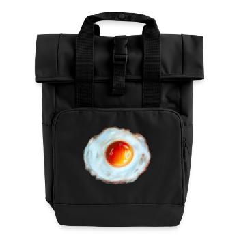 Sun Egg Watercolor - Roll Top Backpack with Two Handles - black - Front