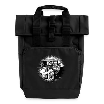Car - Roll Top Backpack with Two Handles - black - Front